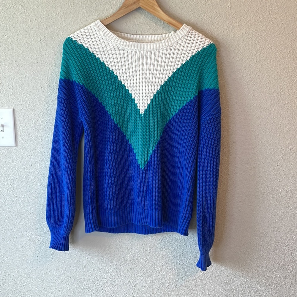 Knit 90s styled color block sweater - Picture 3 of 4